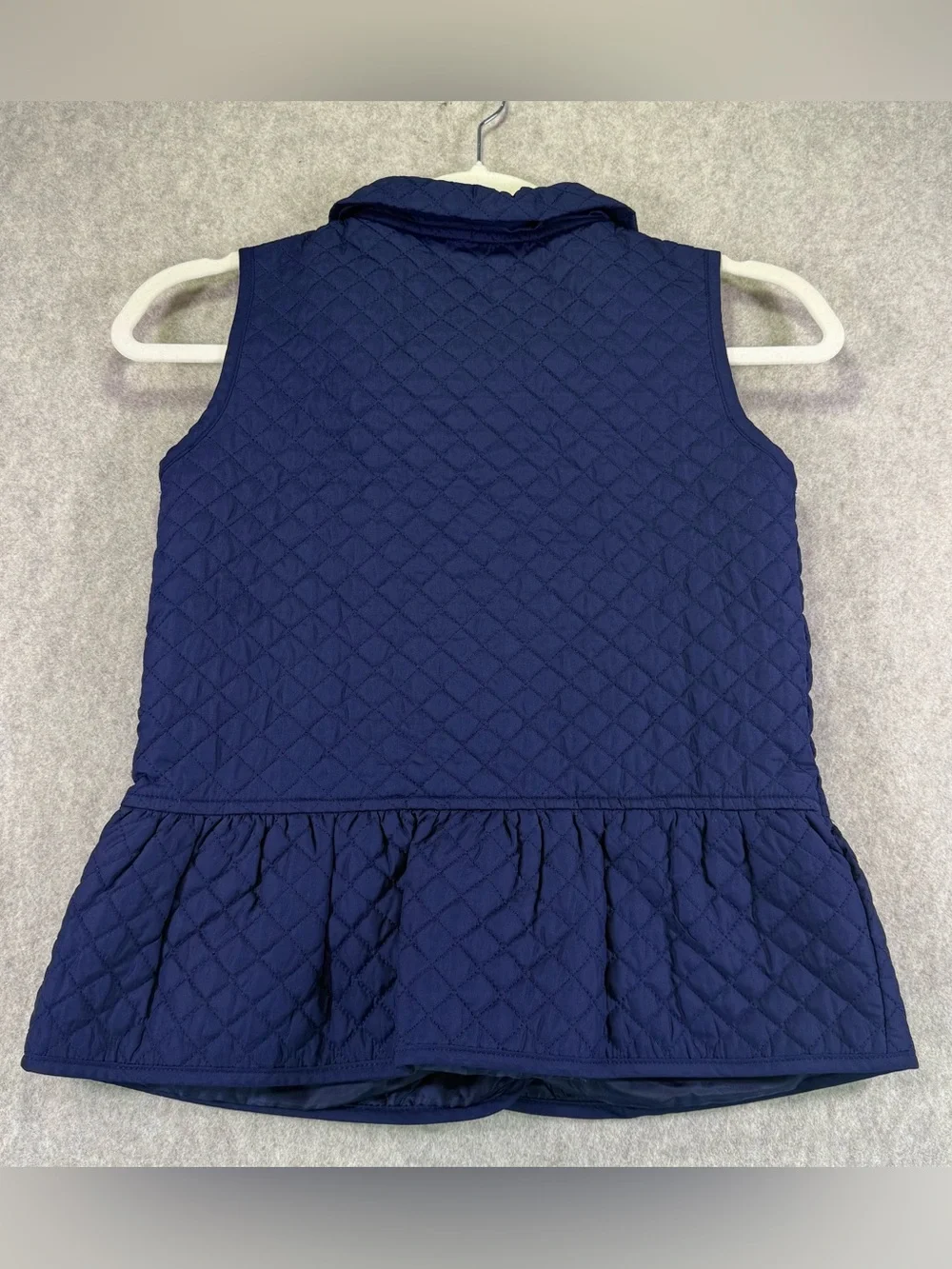 Gymboree Girls' Quilted Navy Vest with Button Front EUC Size Large
